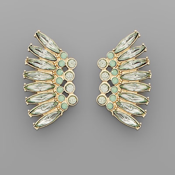 Crystal Bead Wing Earrings - Picture 1 of 2